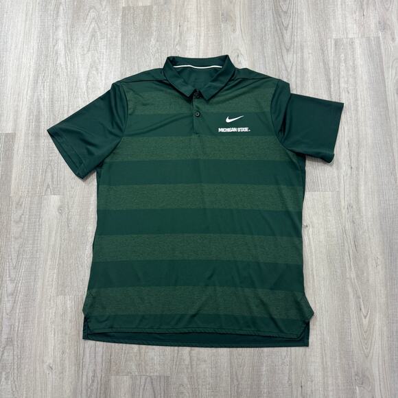 Nike Michigan State Spartans Polo Shirt Men's Extra Large XL Green Dri Fit MSU - Picture 1 of 7
